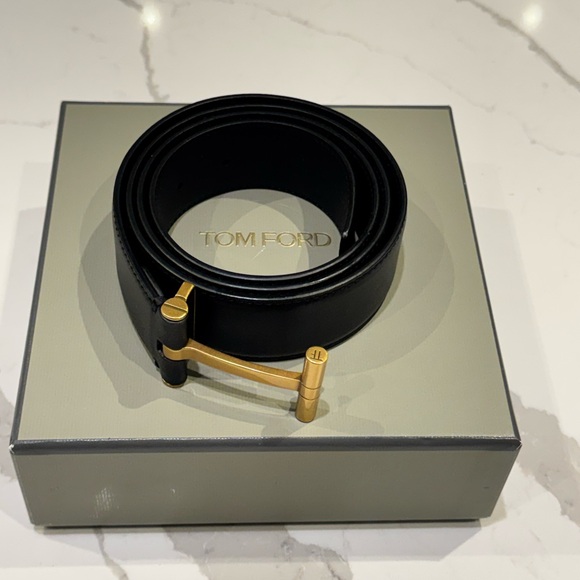 Tom Ford Other - Tom Ford Black Leather Belt with Gold Buckle